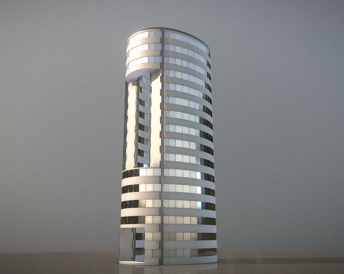City Building Design O-2 Low-poly 3D model_10