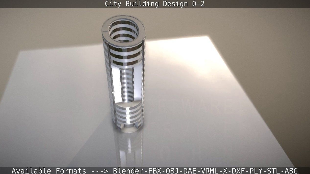 City Building Design O-2 Low-poly 3D model_32