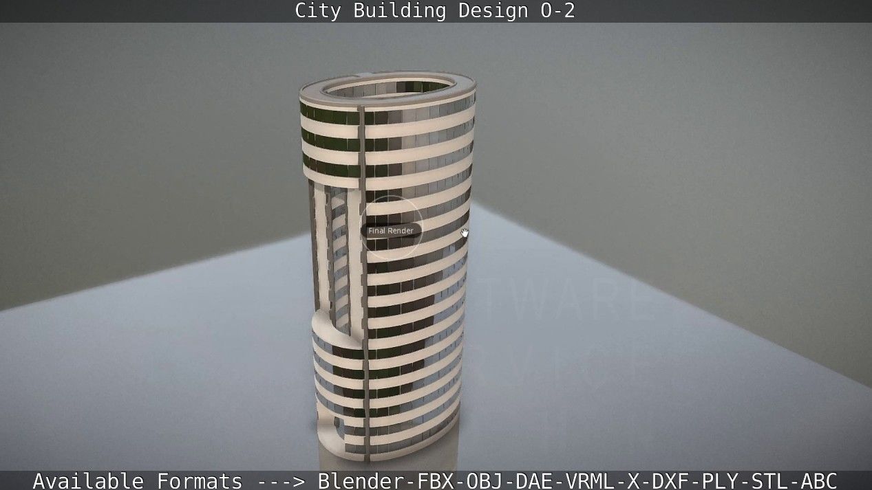 City Building Design O-2 Low-poly 3D model_98