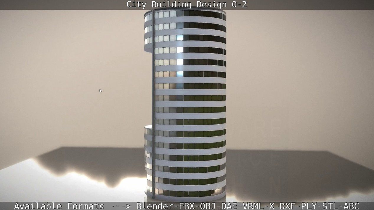 City Building Design O-2 Low-poly 3D model_16