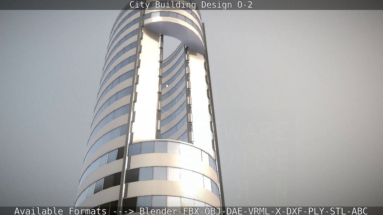 City Building Design O-2 Low-poly 3D model_46