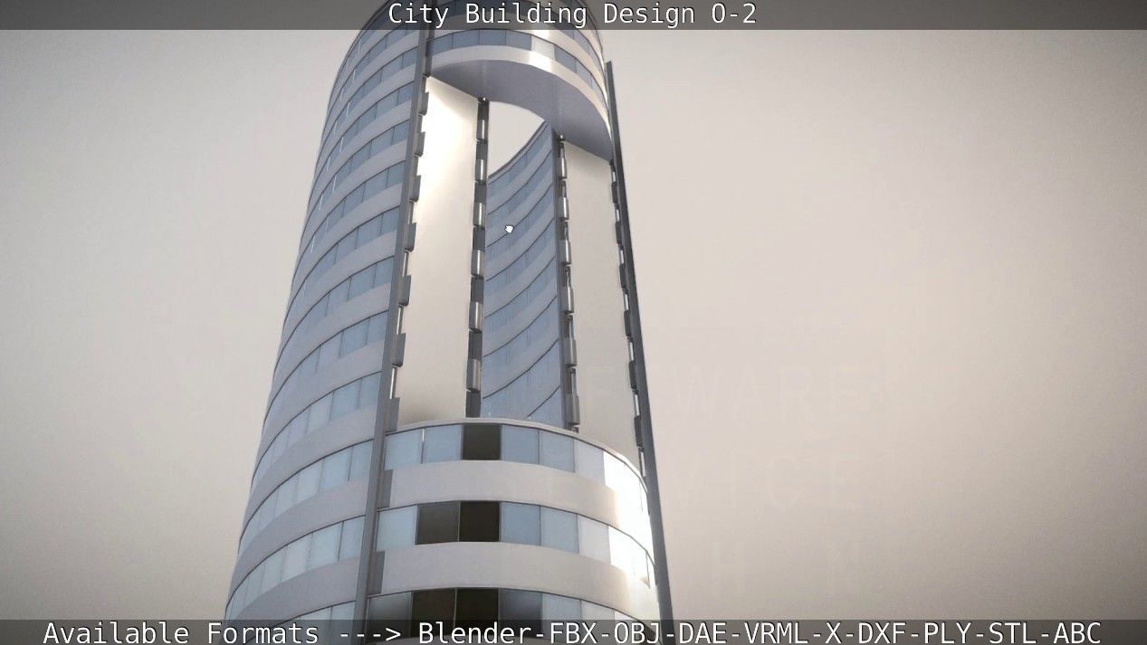 City Building Design O-2 Low-poly 3D model_47