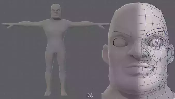 Base mesh man character V07 Low-poly 3D model