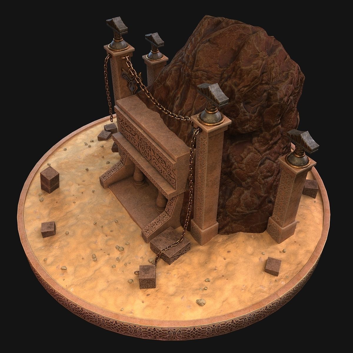 Cave entrance 3D model_3