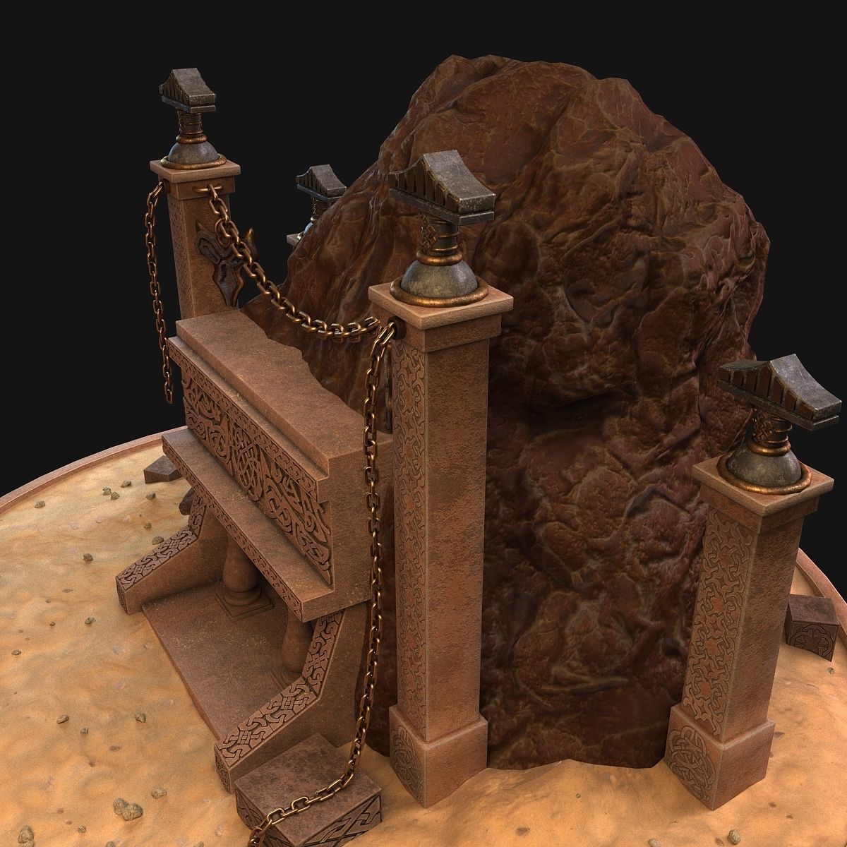 Cave entrance 3D model_7