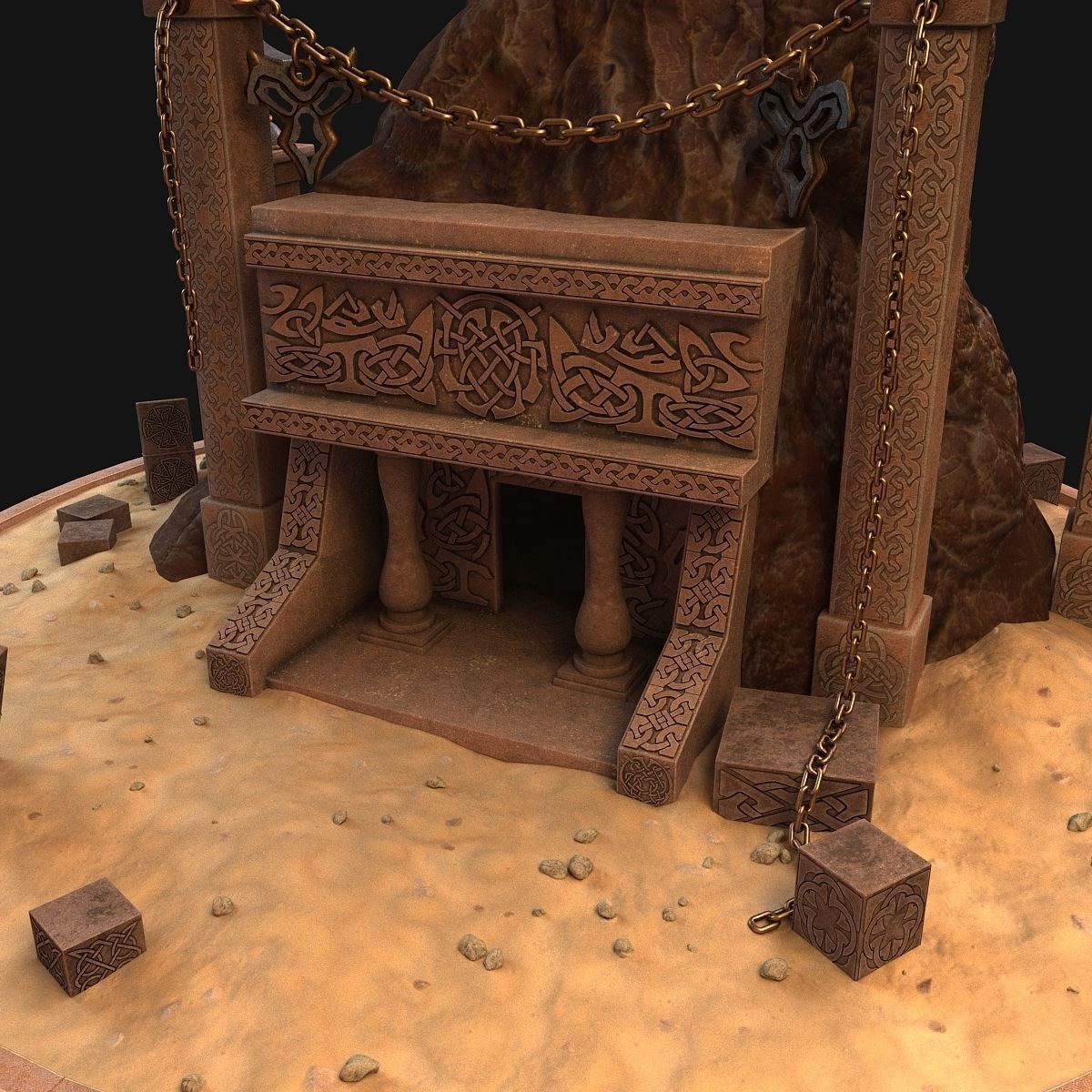 Cave entrance 3D model_8
