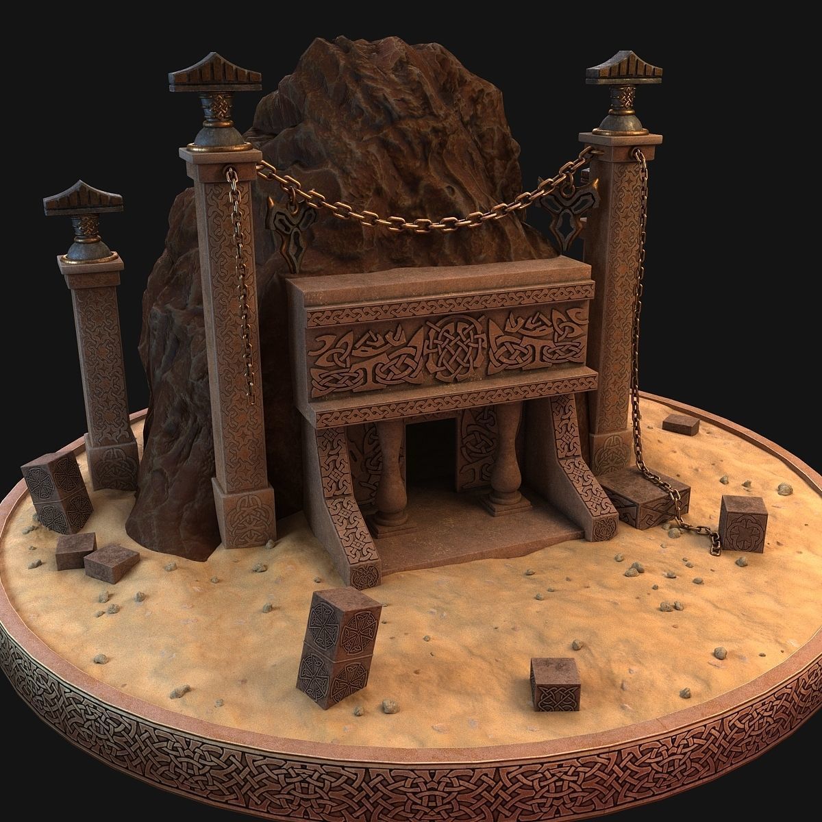Cave entrance 3D model_4