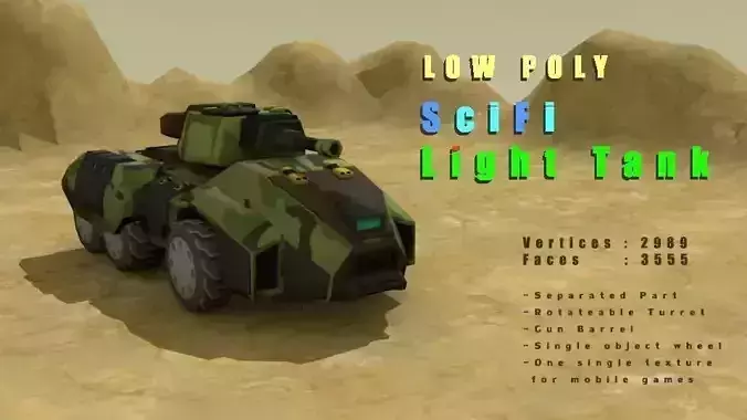 Low Poly Sci Fi Light Tank Low-poly 3D model