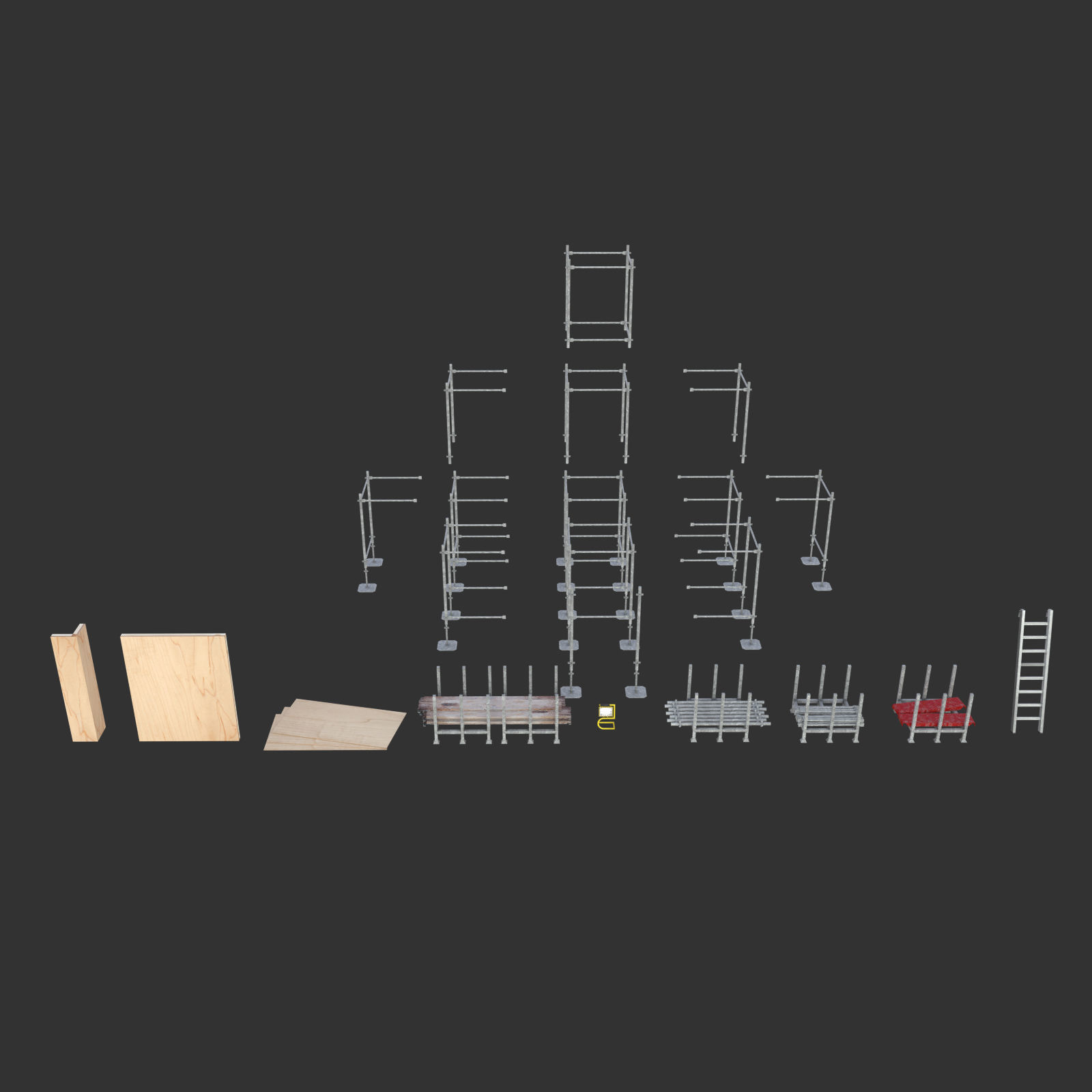Scaffold platform elements for construction and building Low-poly 3D model_6