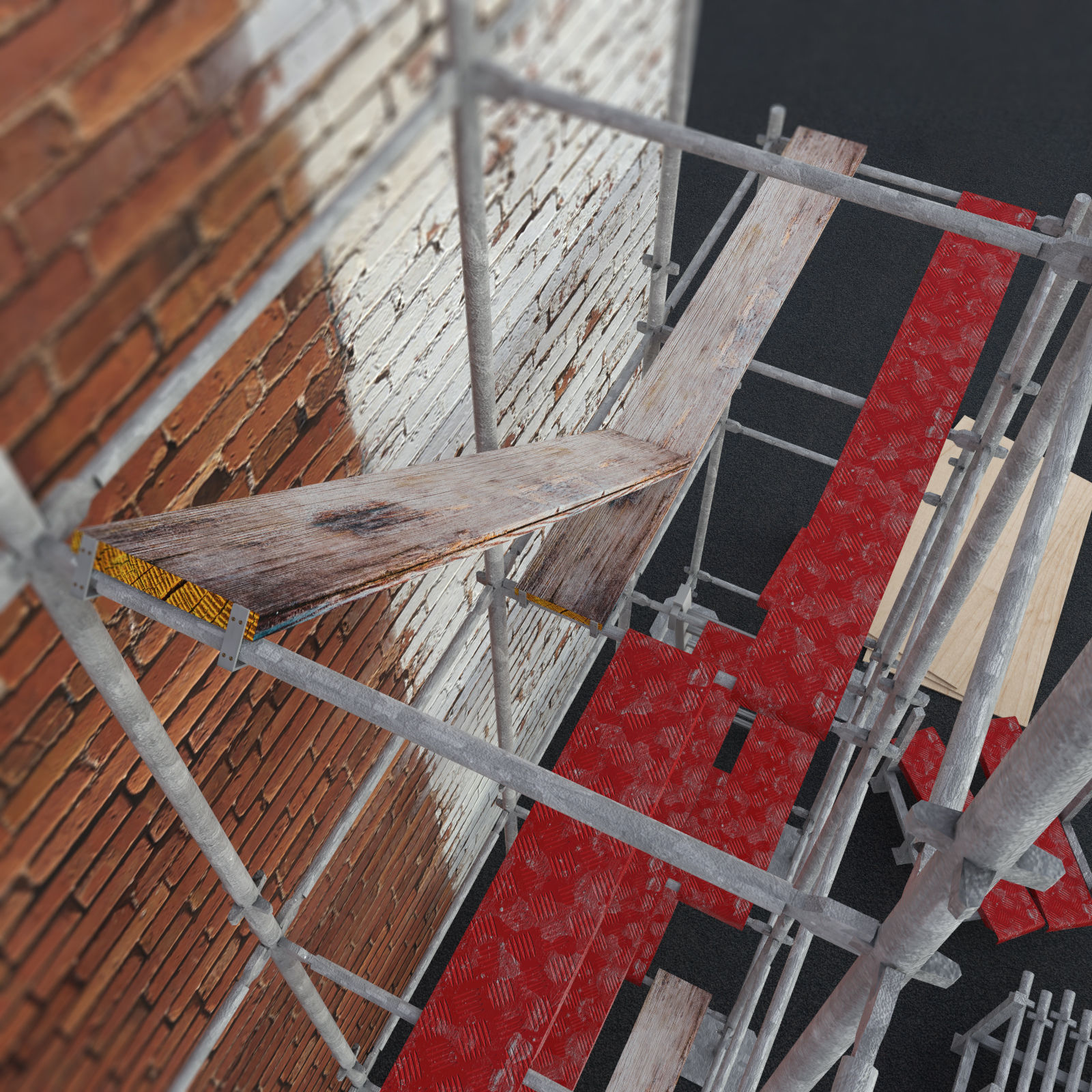 Scaffold platform elements for construction and building Low-poly 3D model_3