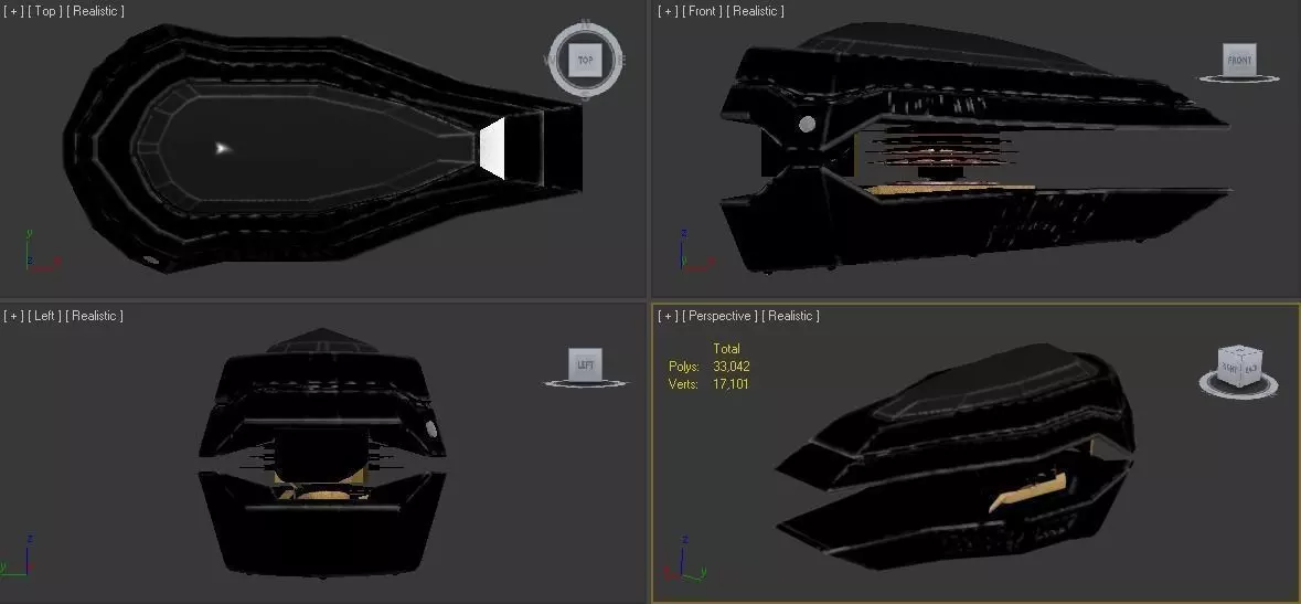 Weapons 4 front of spacecraft Low-poly 3D model_0