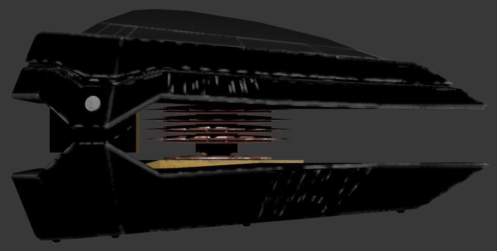 Weapons 4 front of spacecraft Low-poly 3D model_6