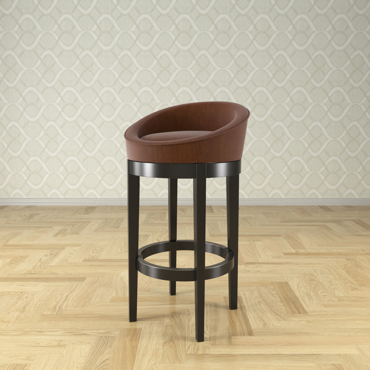 Chair No 7 Uris Swivel Microfiber Bar Stool 3D model_1