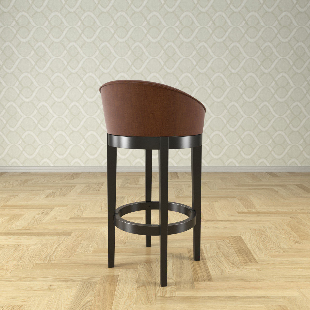 Chair No 7 Uris Swivel Microfiber Bar Stool 3D model_2
