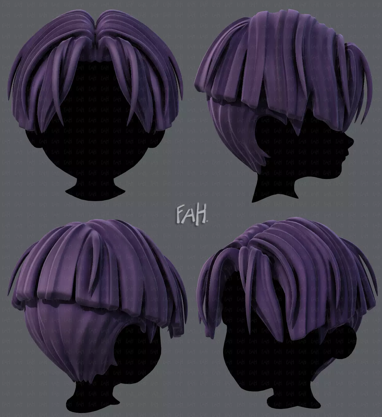 3D Hair style for boy V30 Low-poly 3D model_0