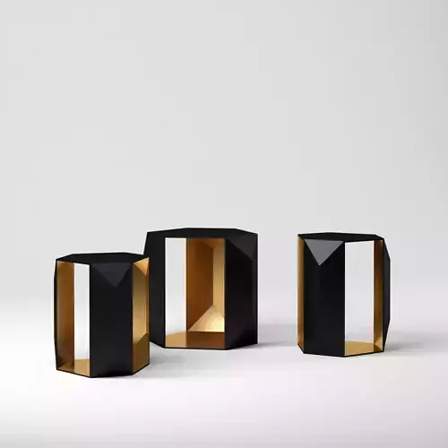 Set of Side Tables Geometric Metal Table Low-poly 3D model