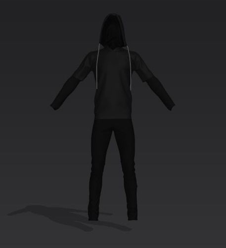 Man black hoodie 3D model