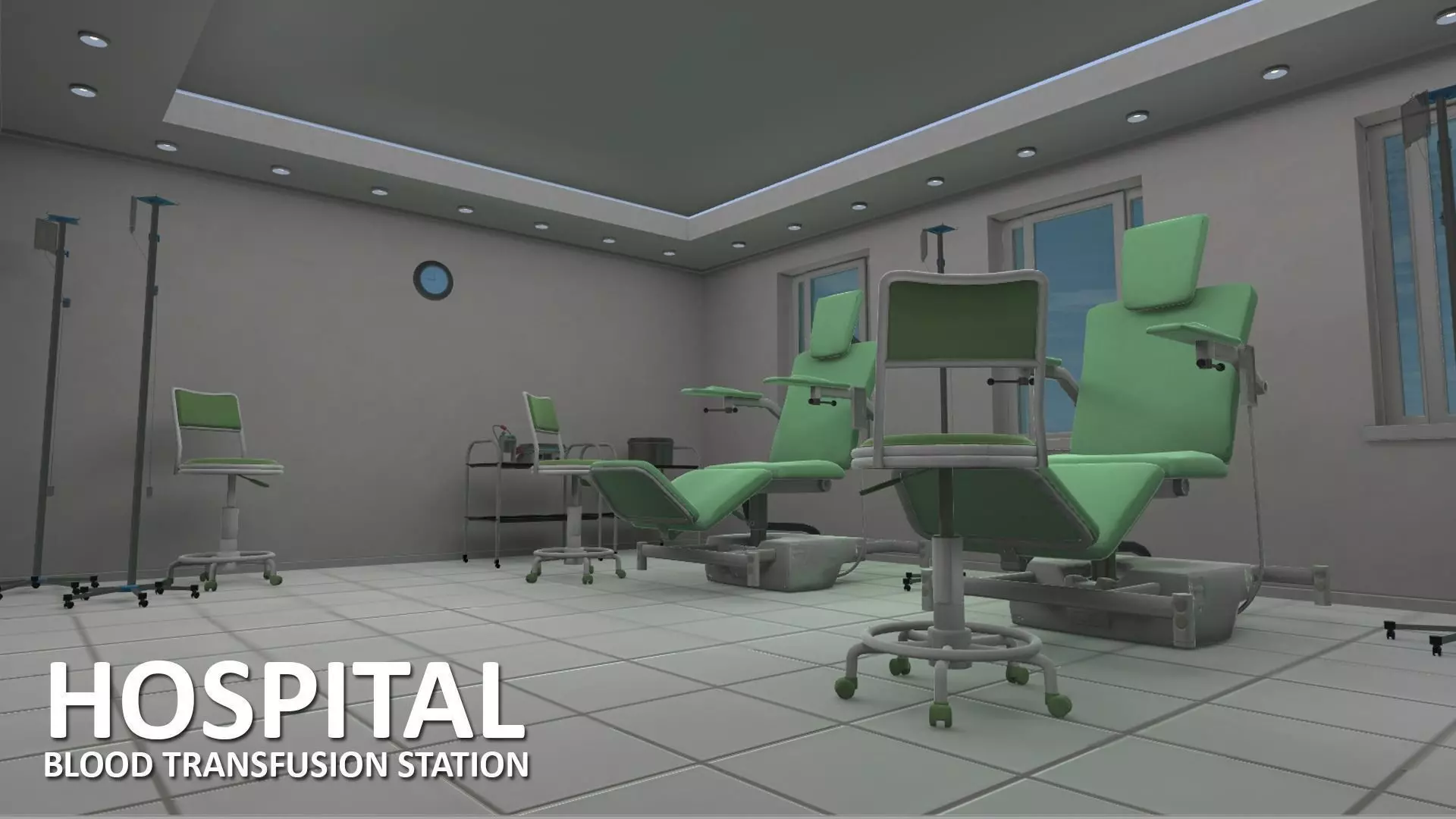 Blood transfusion statio - hospital Low-poly 3D model