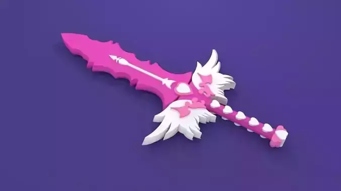 Pink Fairy Love Sword 3D Model