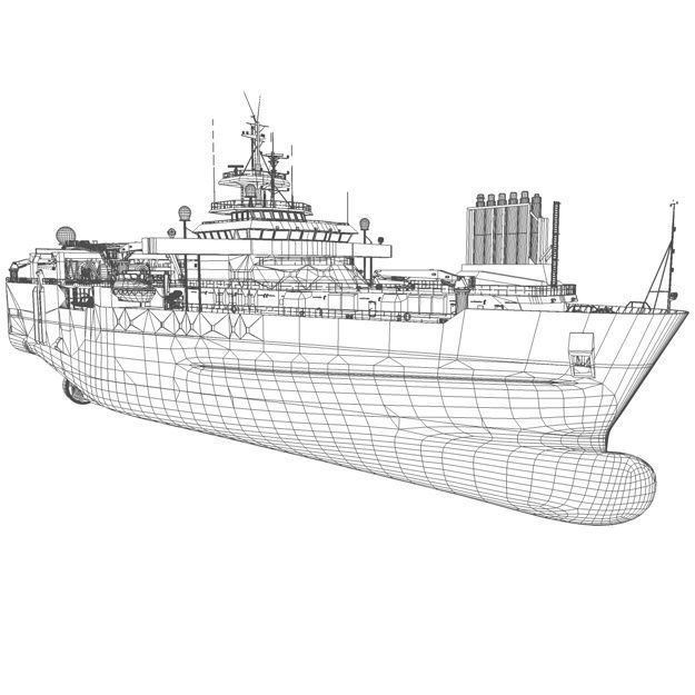 Seismic Survey Vessel 3D model_9