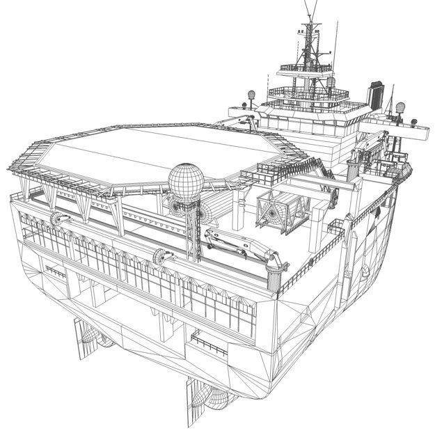Seismic Survey Vessel 3D model_13