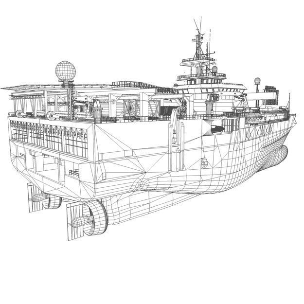 Seismic Survey Vessel 3D model_11