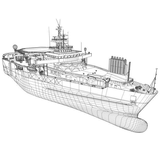 Seismic Survey Vessel 3D model_7