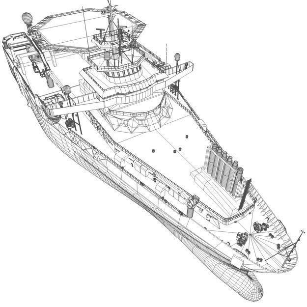 Seismic Survey Vessel 3D model_3