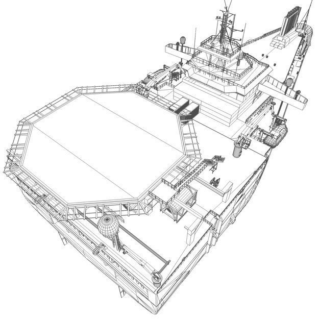 Seismic Survey Vessel 3D model_15