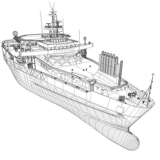 Seismic Survey Vessel 3D model_1