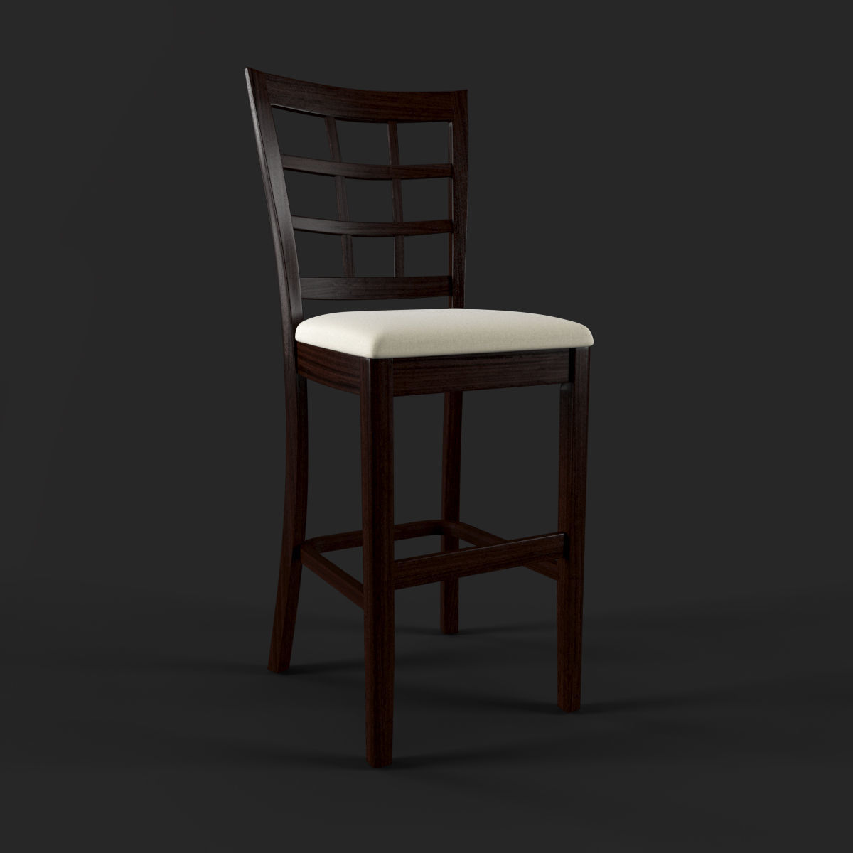 Chair No 9 - Cornwell Lattice-back Microfiber Seat Counter Stool 3D model_3