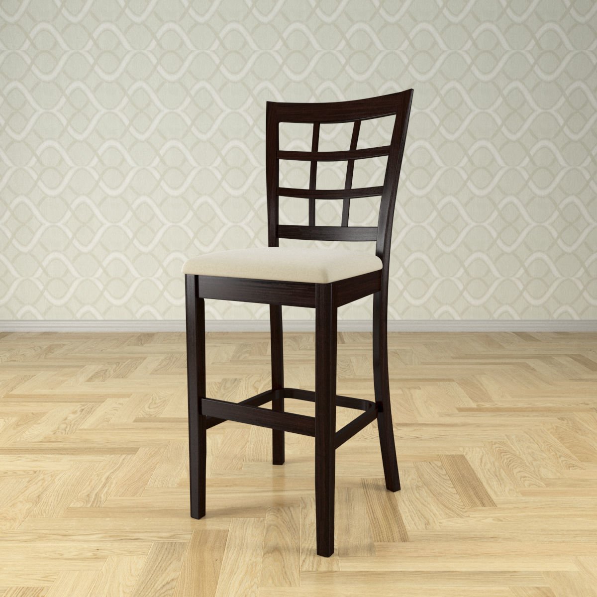 Chair No 9 - Cornwell Lattice-back Microfiber Seat Counter Stool 3D model_1