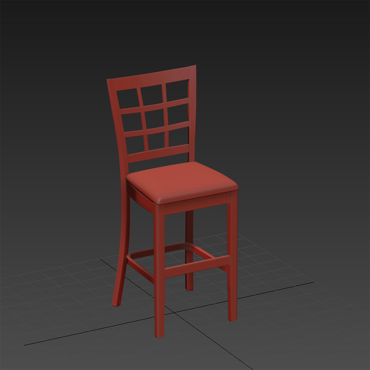 Chair No 9 - Cornwell Lattice-back Microfiber Seat Counter Stool 3D model_2