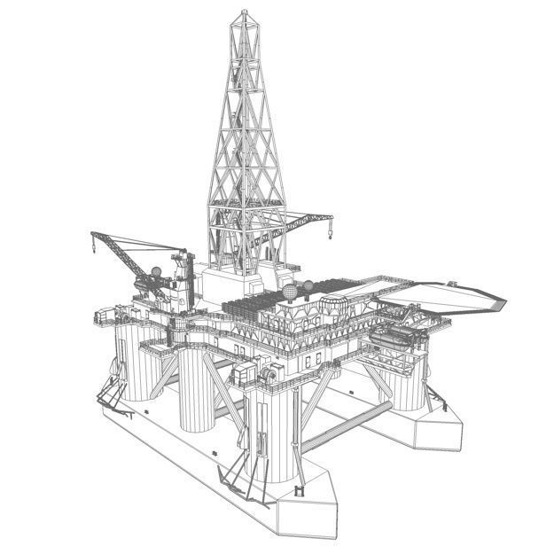 Semi Submersible Drilling Rig 3D model_1