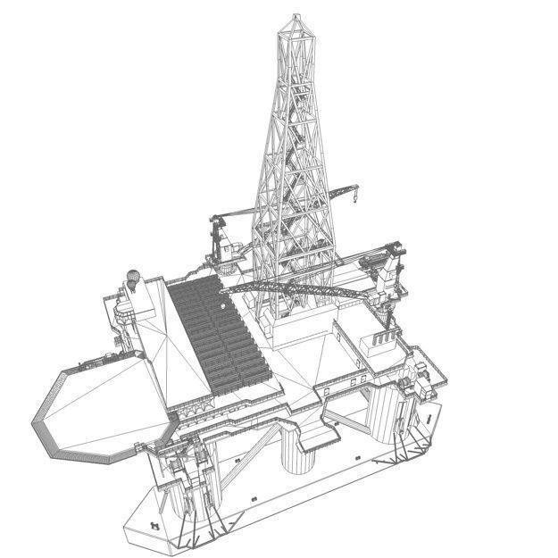 Semi Submersible Drilling Rig 3D model_9