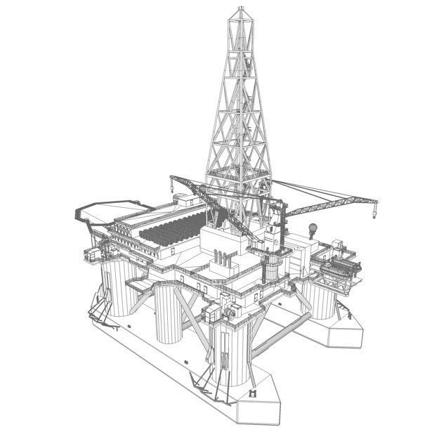 Semi Submersible Drilling Rig 3D model_11