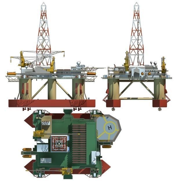 Semi Submersible Drilling Rig 3D model_29