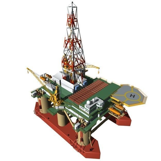 Semi Submersible Drilling Rig 3D model_2