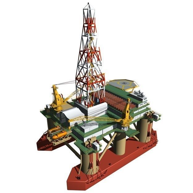 Semi Submersible Drilling Rig 3D model_6