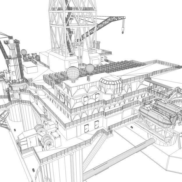 Semi Submersible Drilling Rig 3D model_19