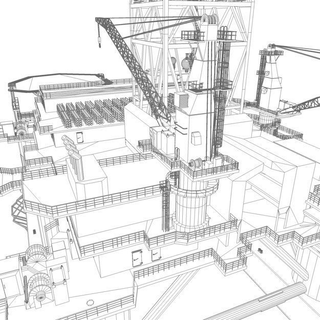 Semi Submersible Drilling Rig 3D model_24