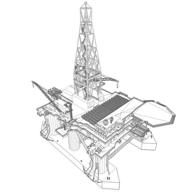 Semi Submersible Drilling Rig 3D model_3