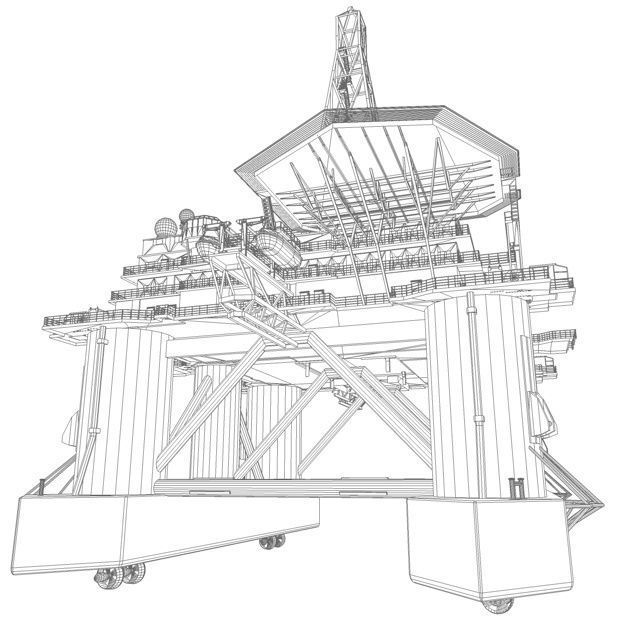 Semi Submersible Drilling Rig 3D model_15