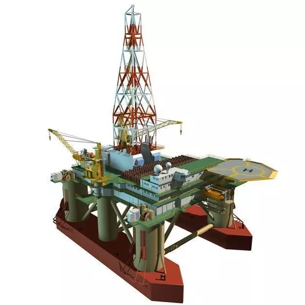 Semi Submersible Drilling Rig 3D model_0