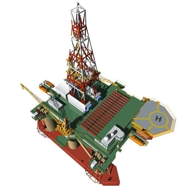 Semi Submersible Drilling Rig 3D model_4