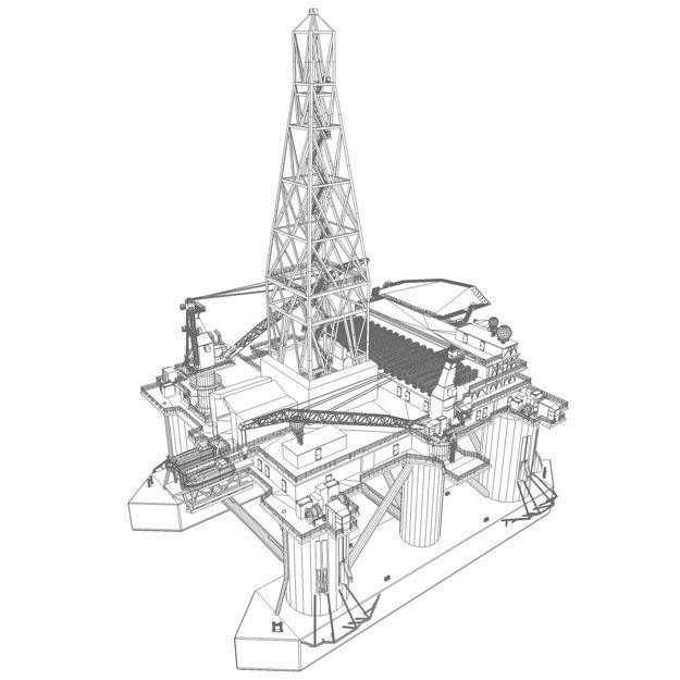 Semi Submersible Drilling Rig 3D model_7