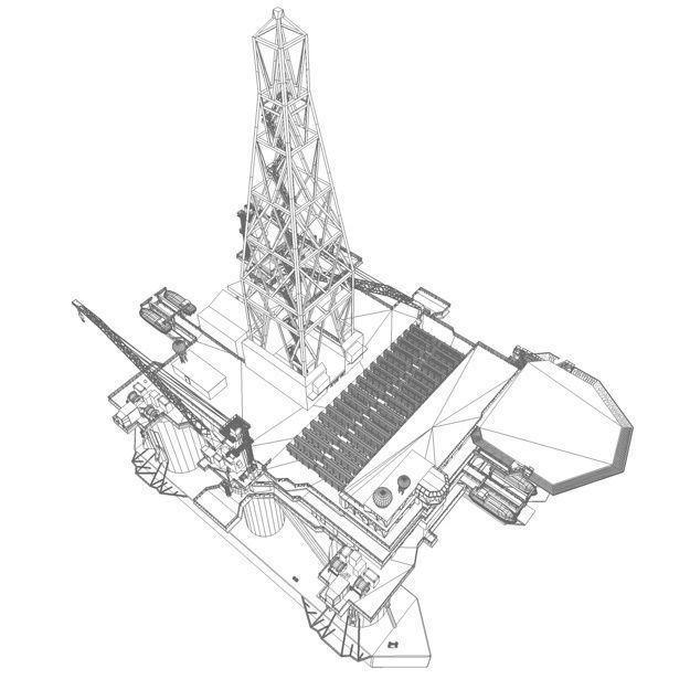 Semi Submersible Drilling Rig 3D model_5