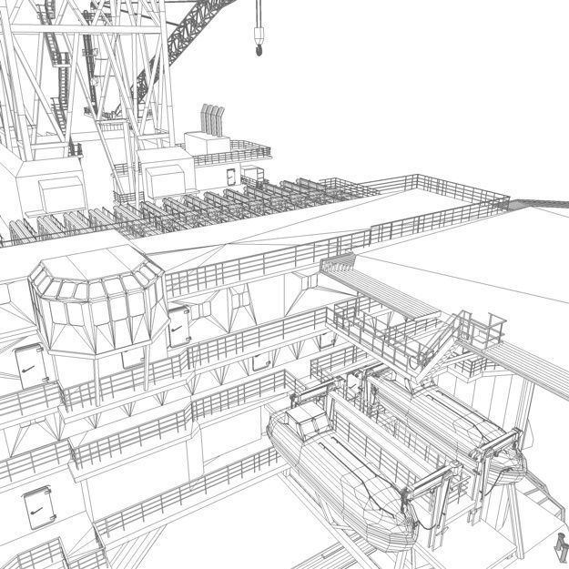 Semi Submersible Drilling Rig 3D model_21