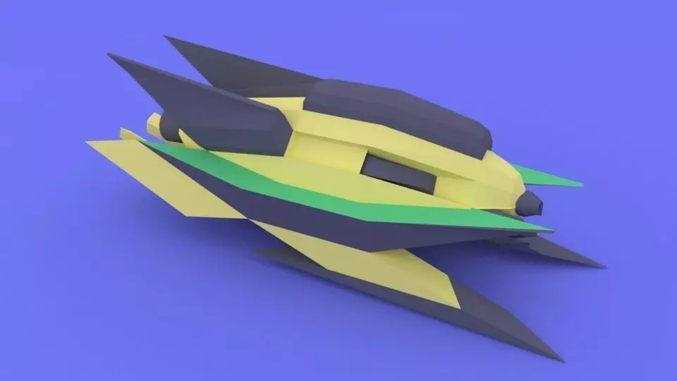 Alien Spaceship Laser Beam 3D Model Low-poly 3D model