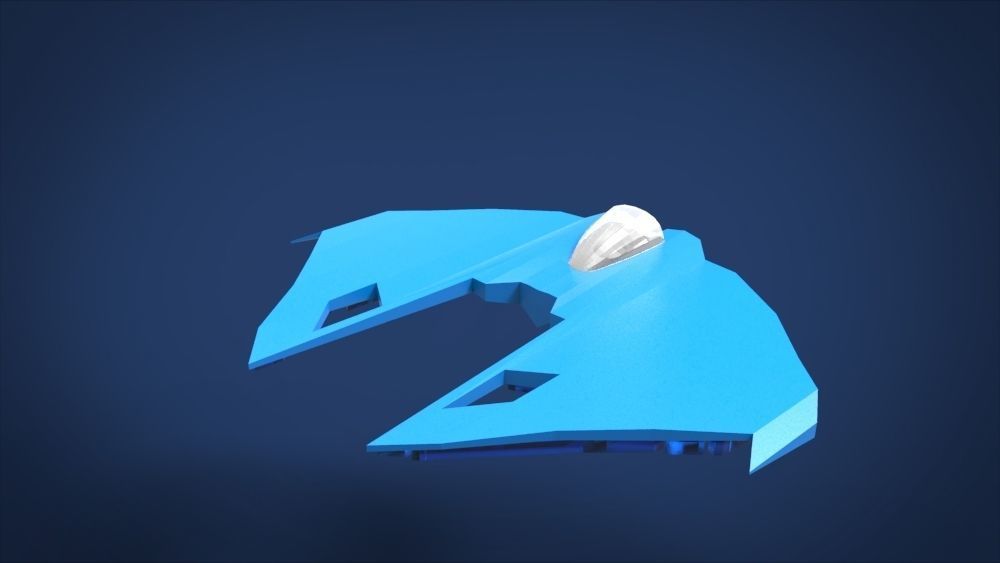 SF001 Spaceship Low-poly 3D model_3